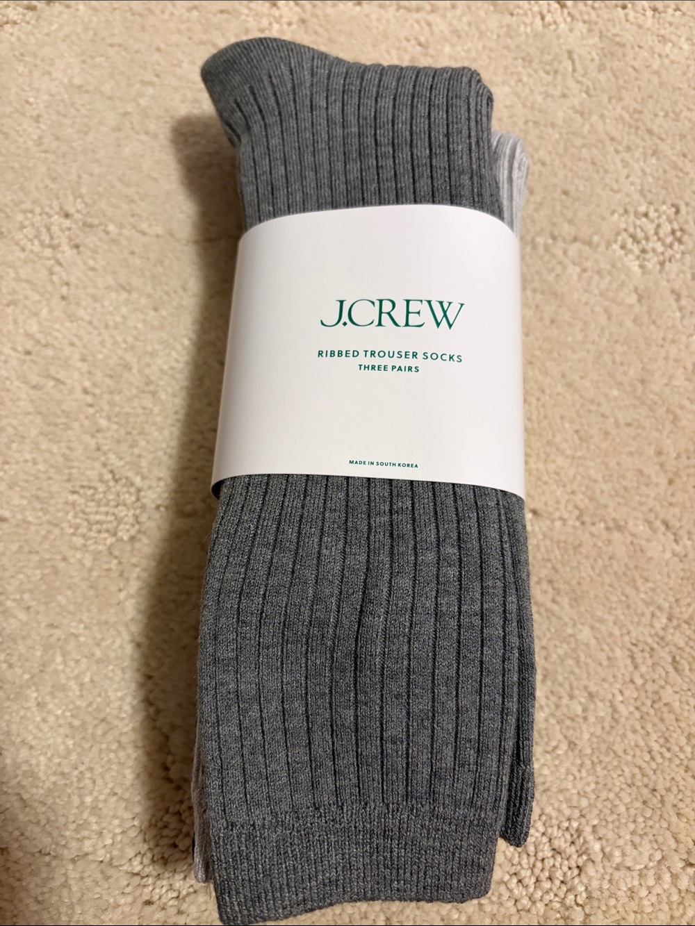 New J.Crew Gray Ribbed Trouser Socks - Three Pair Pack